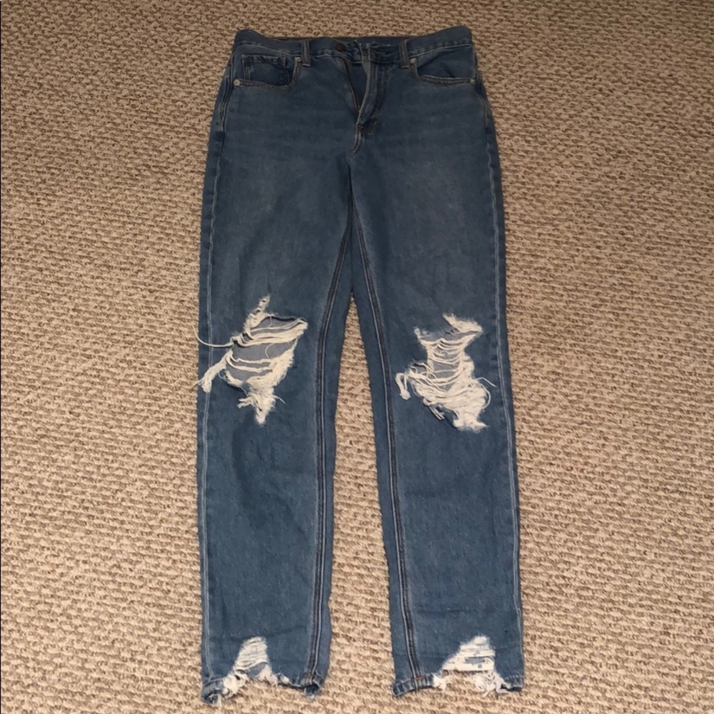 juniors ripped american eagle high-rise mom jeans
